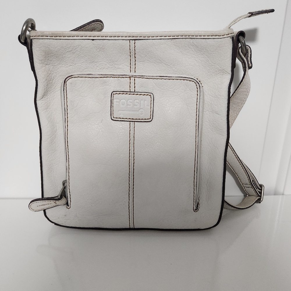 Fossil Crossbody Handbag Genuine Leather White